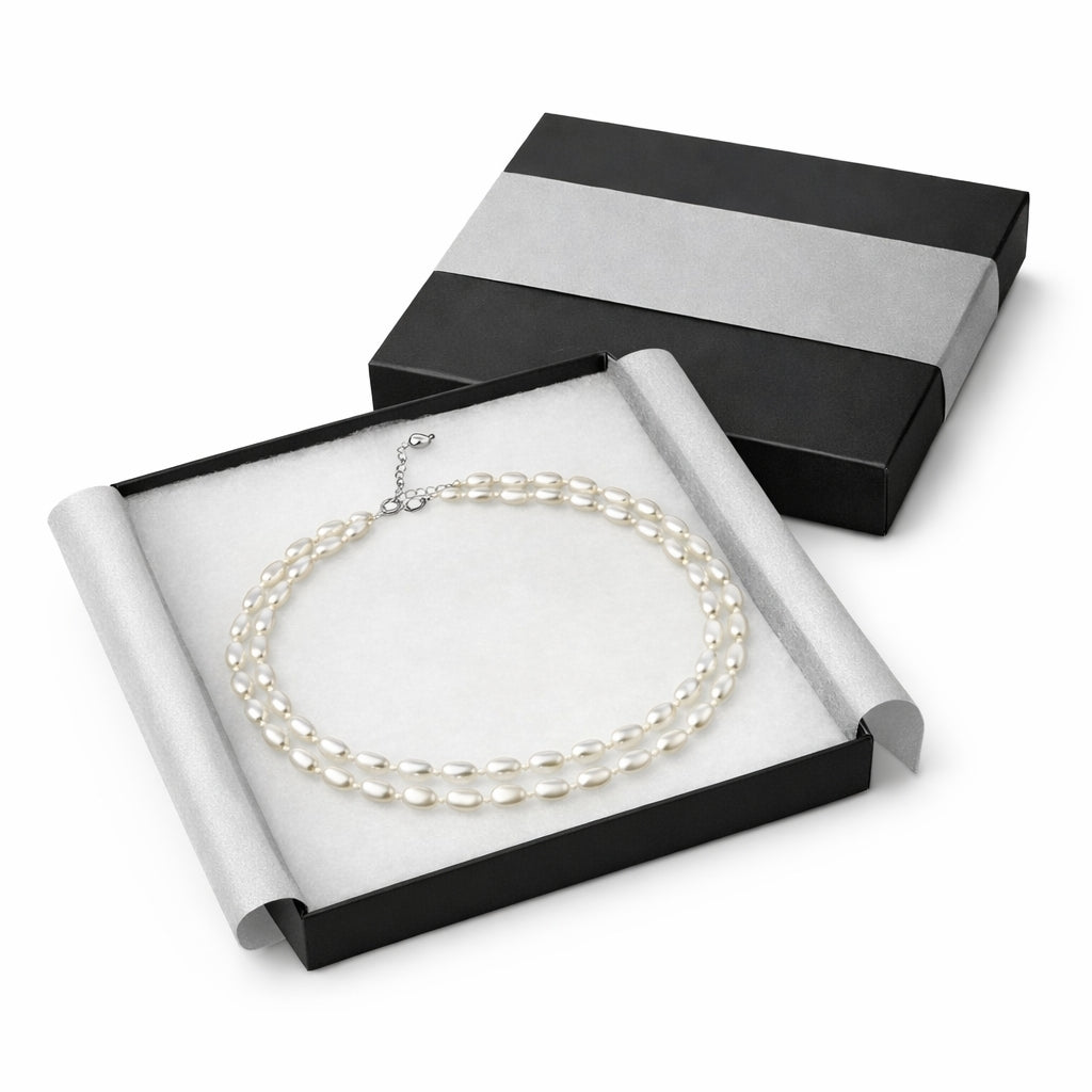 淡水真珠 ロングネックレス 80cm|クリスタルビーズ×シルバーアジャスター付き