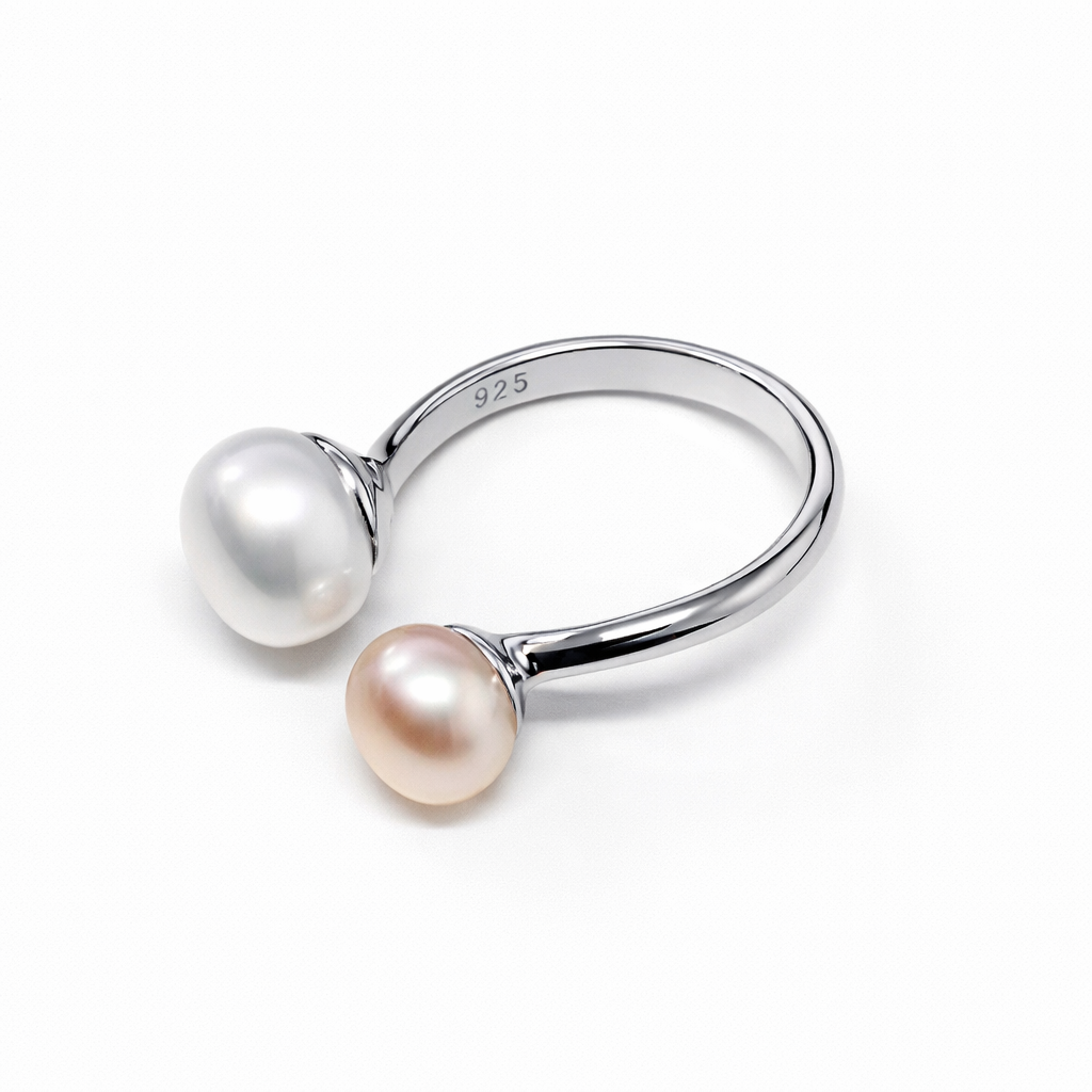 淡水真珠 フリーサイズリング 7.0mm&6.0mm パール|SV925 ロジウムメッキ|