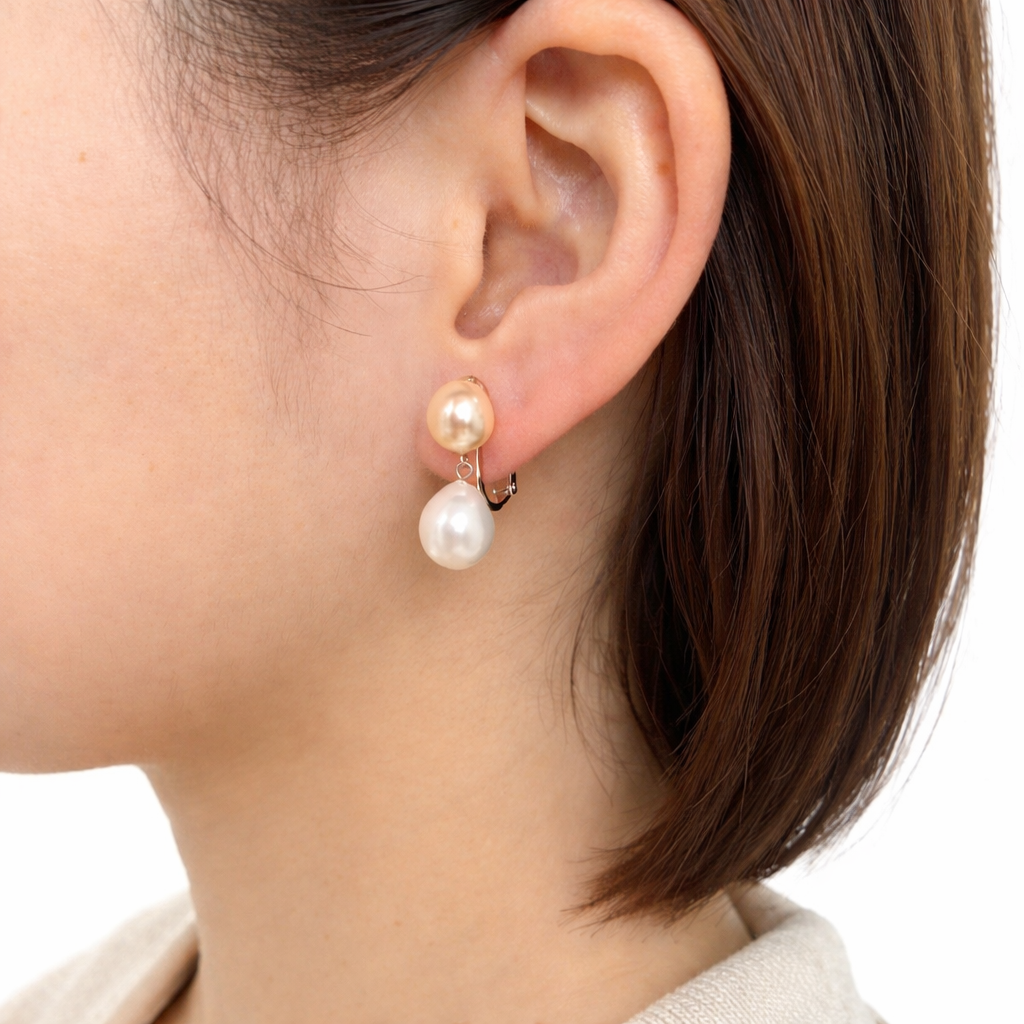 淡水バロック真珠 8.0mm シルバー イヤリング