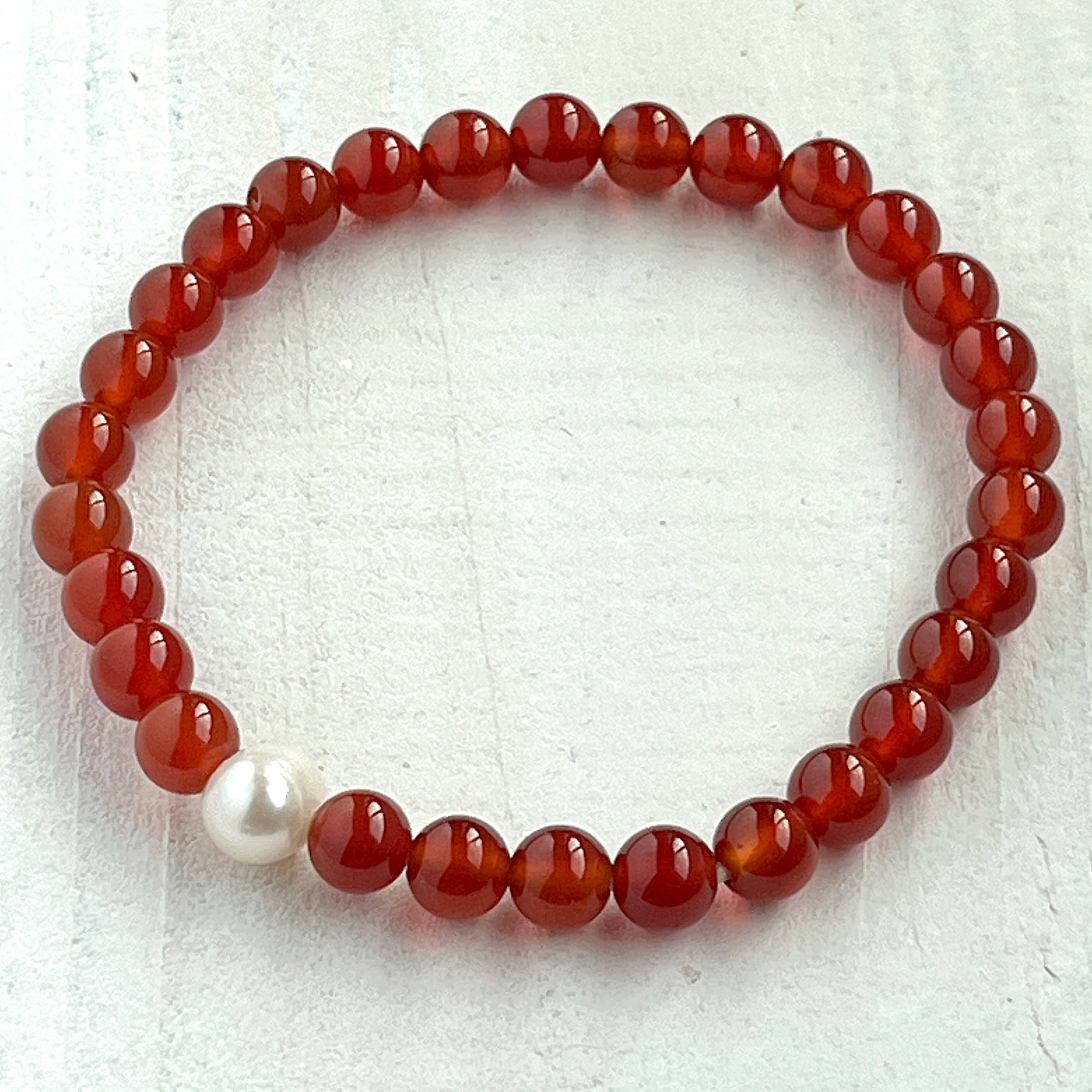 天然石ブレスレット【赤メノウ】