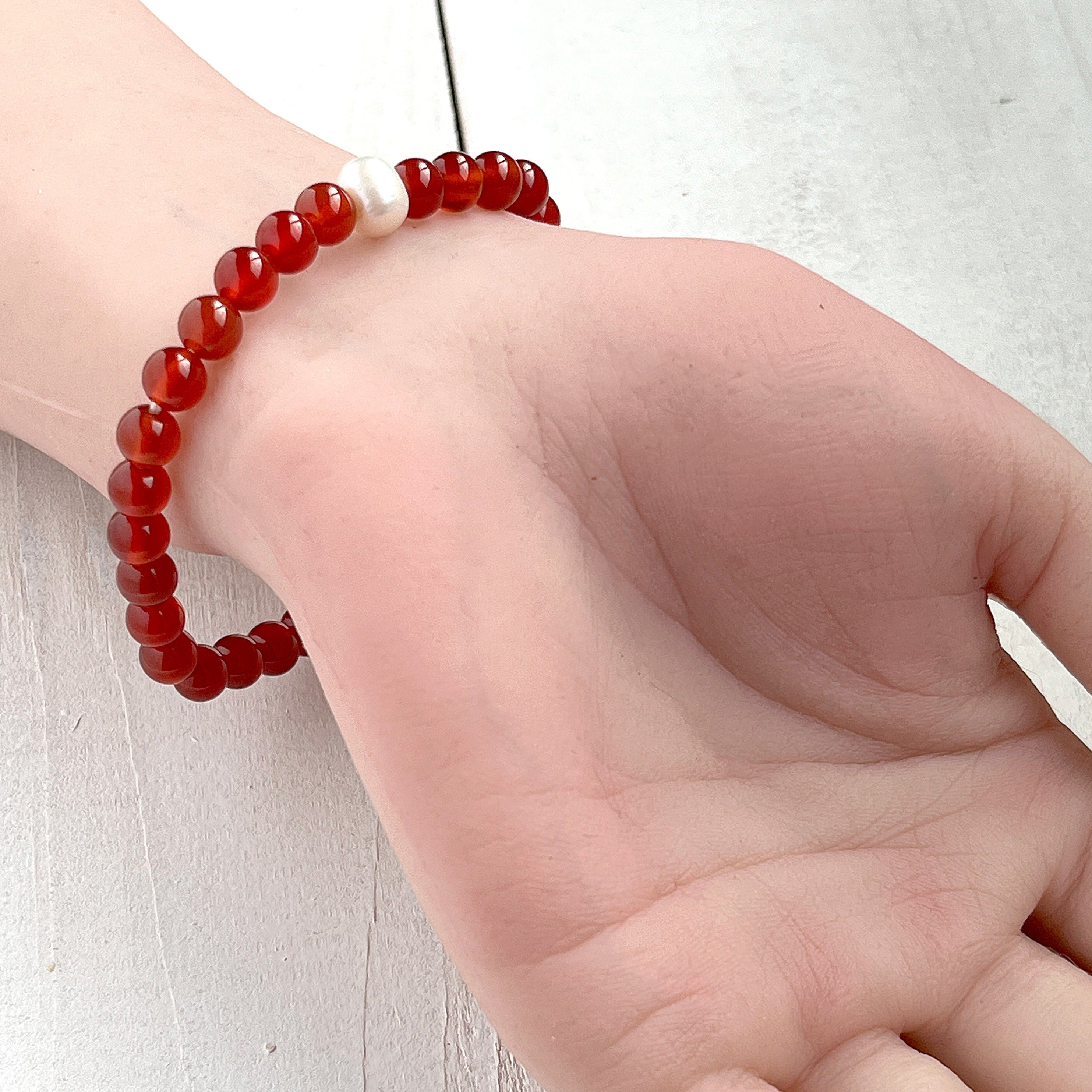 天然石ブレスレット【赤メノウ】