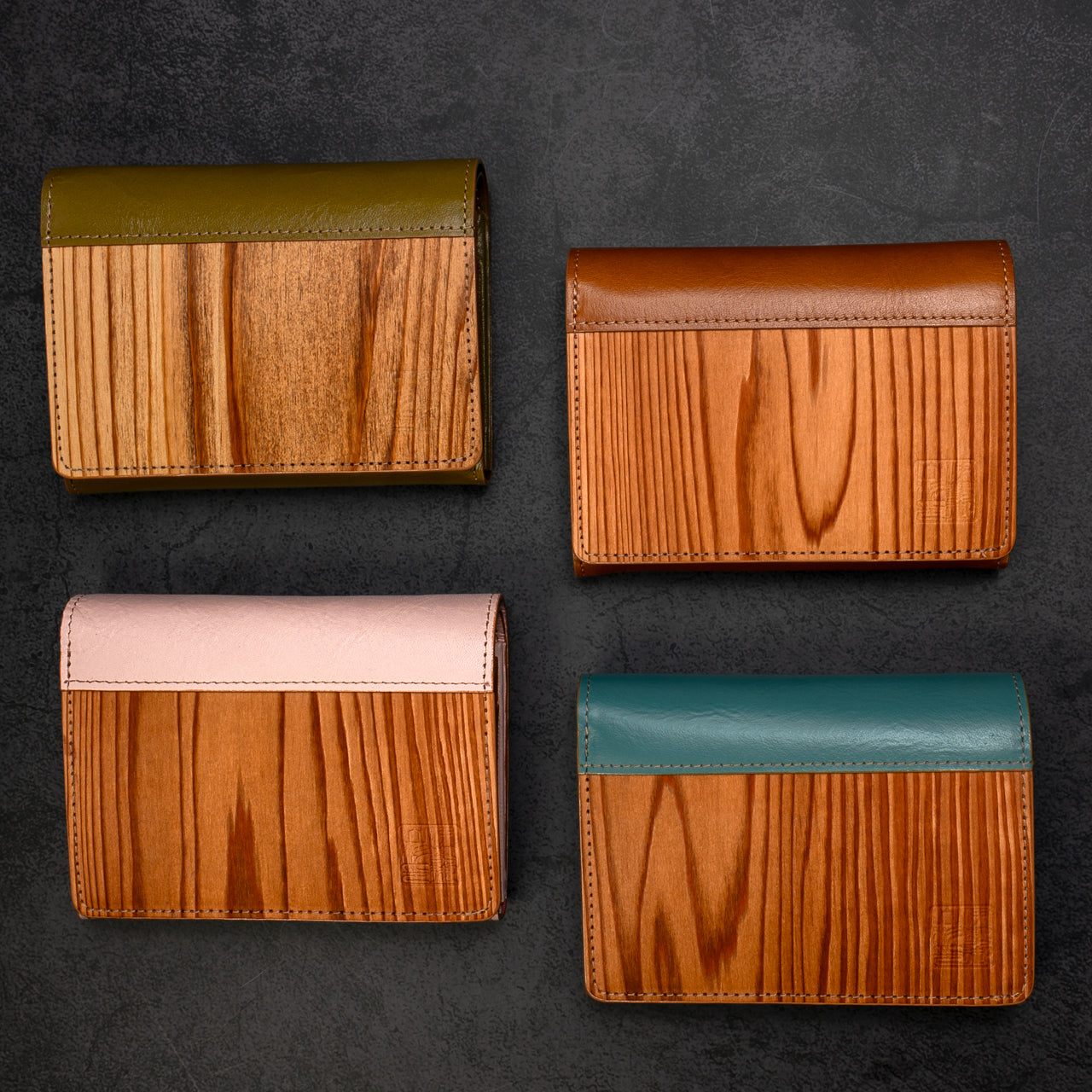 伊勢の銘木「御山杉」 二つ折り財布|選べる4色