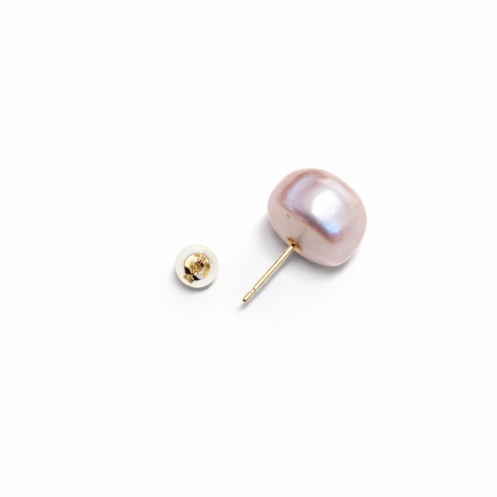バロック淡水真珠 ピアス 11.0mm ピンク K10YG（ポスト・キャッチ）